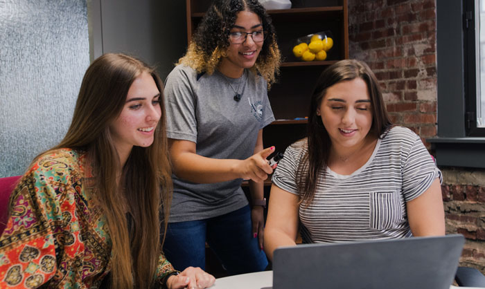 Students working in a computer related class at The University of Akron