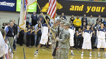 ROTC members at basketball game
