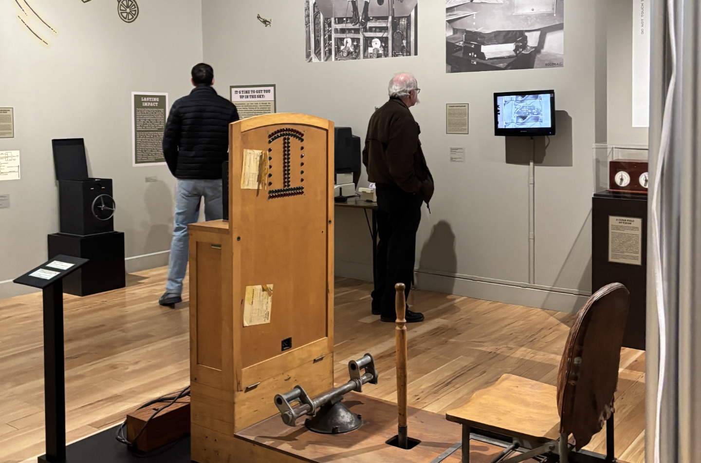 Exhibit gallery displaying World War II era artifacts