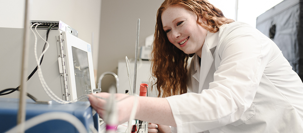 Biomedical engineering student working in the lab