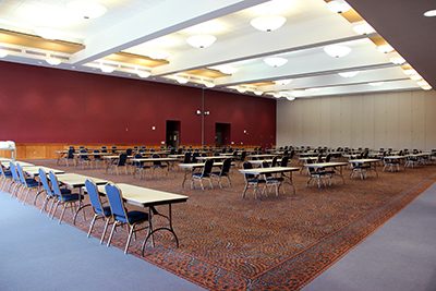 Grand Ballroom set for a large banquet at the University of Akron Student Union