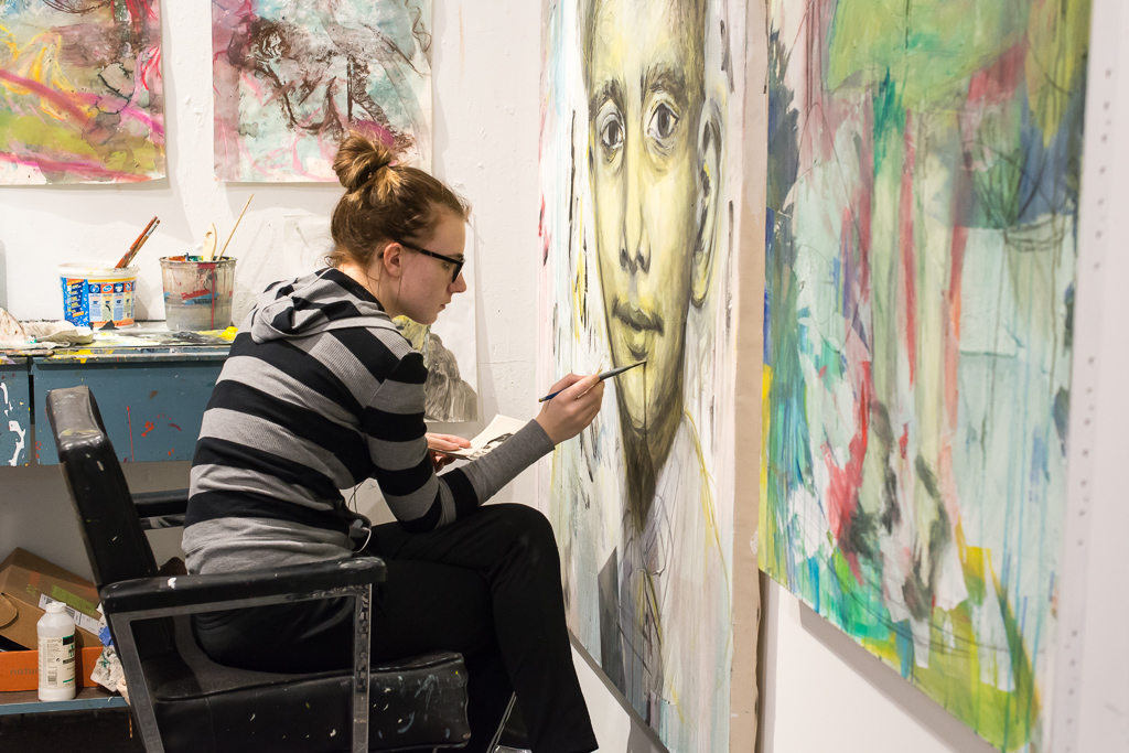 Myers art student painting