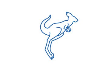 outline in blue of kangaroo