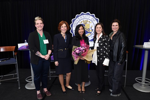 The panelists and keynote speaker wrap up the afternoon with Dr. Sucharita Ghosh, Chair of the Department of Economics.