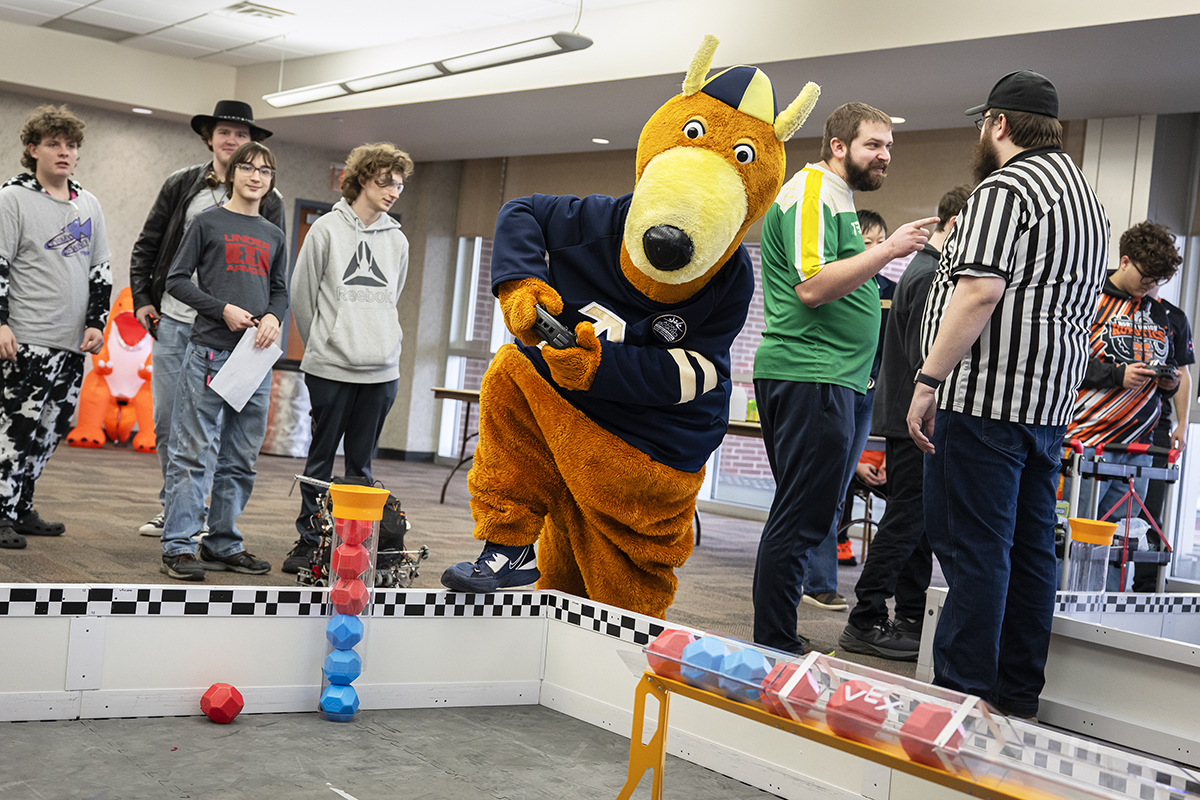 Students competiting at the Akron Roobotics Rubber City Rumble