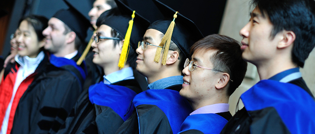 International students during a graduation ceremony at The University of Akron