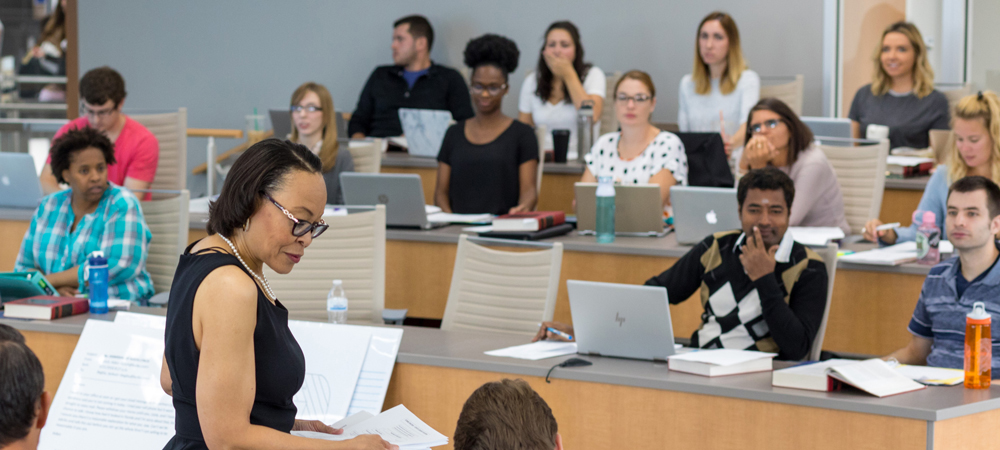Akron Law students taking notes in class at The University of Akron