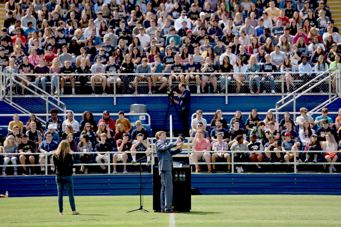 Taking a selfie of the incoming class